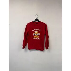 Vintage Garfield Jefferson School Sweatshirt Youth 14-16 Red Velva Sheen 80s‎